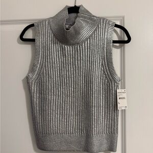 Nordstrom Metallic Silver Cowl Neck Sweater